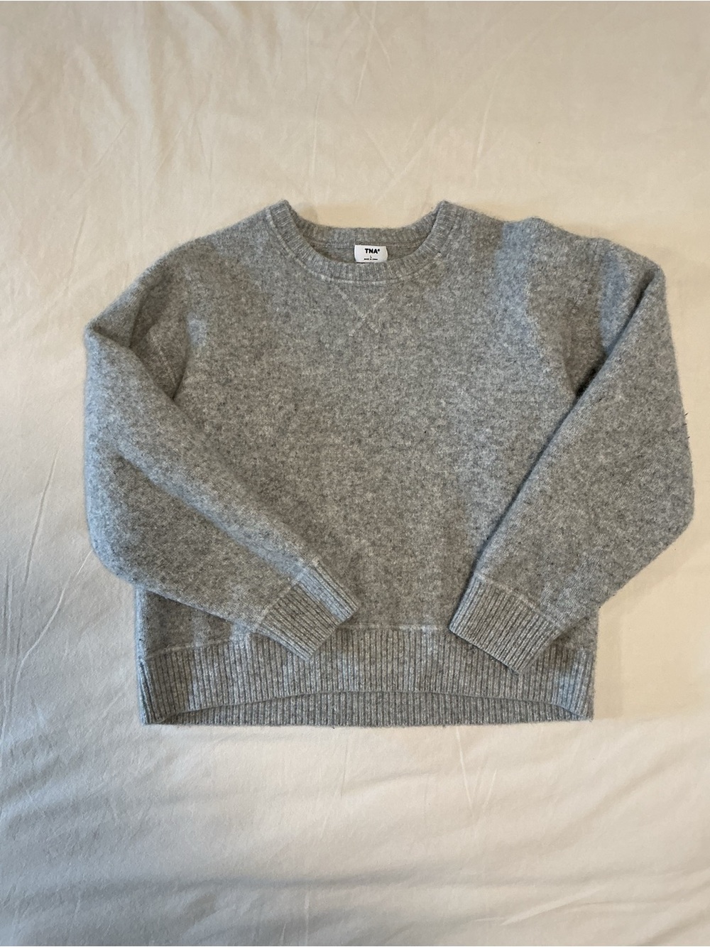 TNA Cozy Crewneck Wool Sweater in Heather Gray